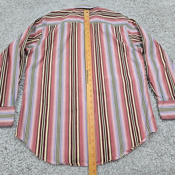 Robert Graham Shirt Mens Medium Striped Button Up Long Sleeve Flip Cuffs Office‎ - Picture 9 of 11